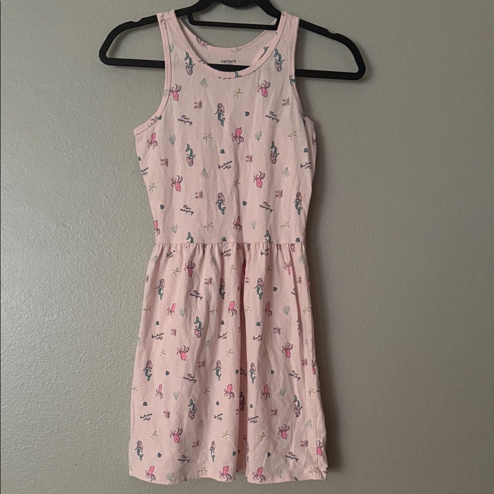 Carter's Light Pink Sleeveless Mermaid Print Casual Dress